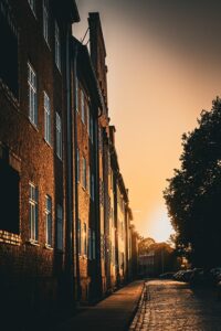 street, sunset, nature, building, architecture, stralsund, houses, city, dusk, twilight